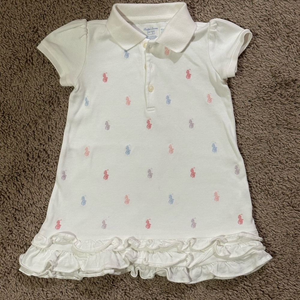 Ralph Lauren White Polo Dress with Colorful Embroidery